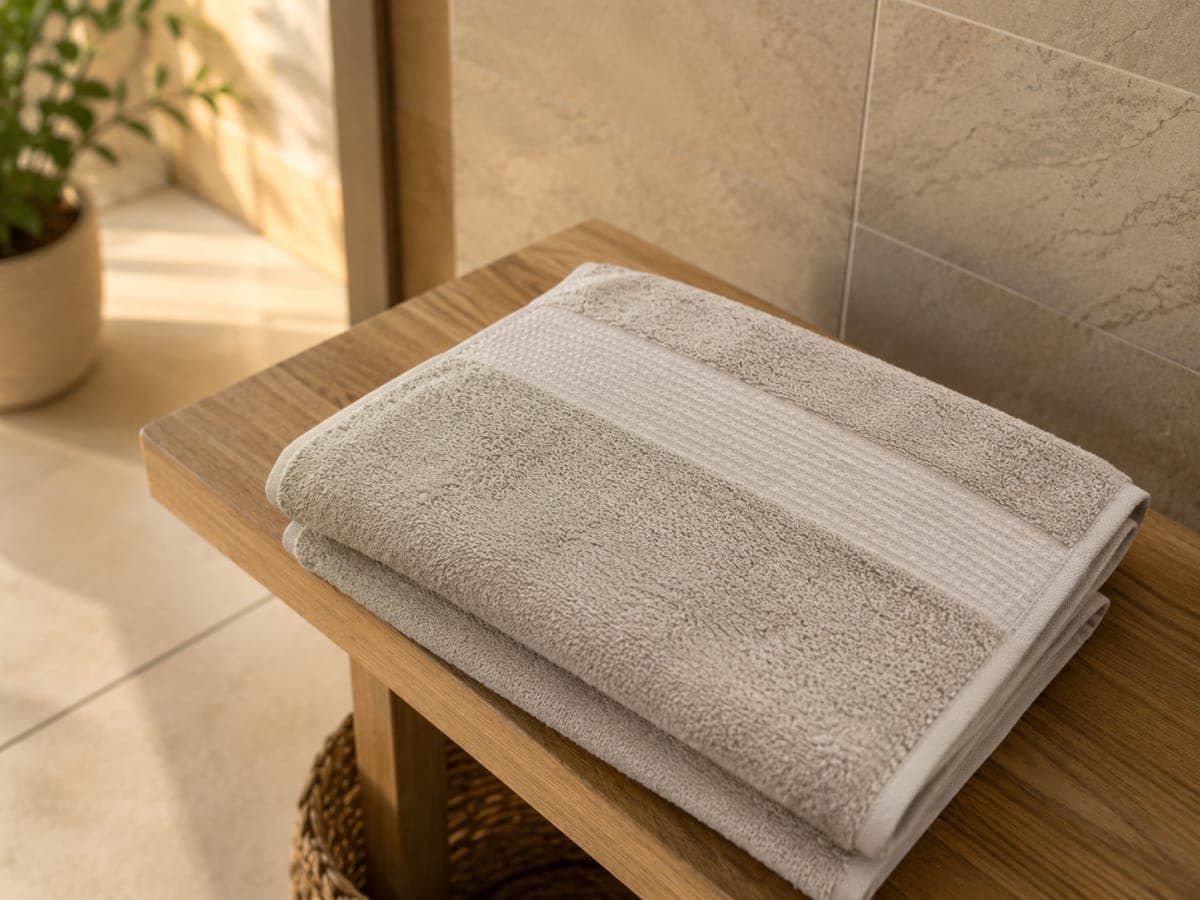 Stone Grey Waffle Bath Towel