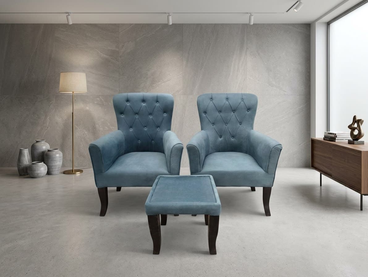 Diamond Tufted Chair & Table Set