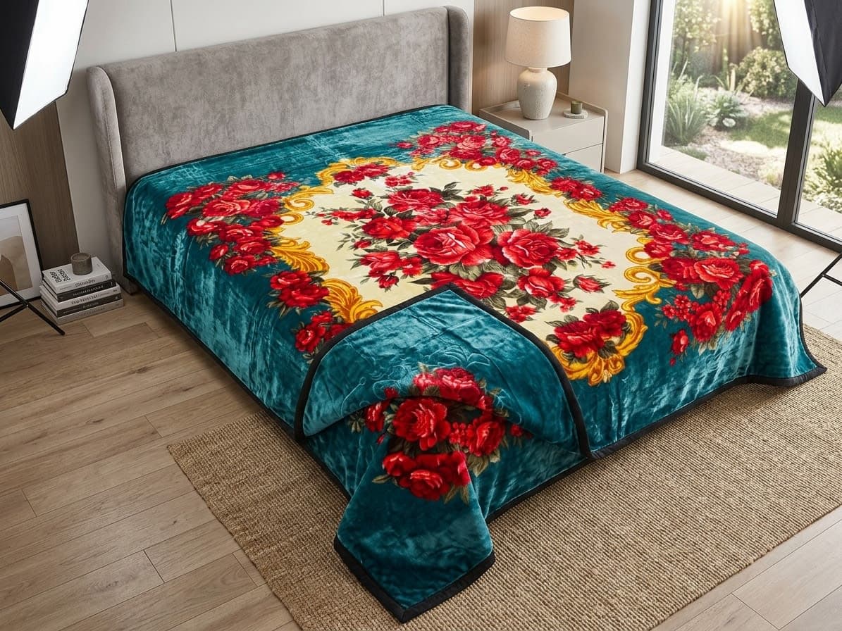 C-Blanket Teal Rose Garden