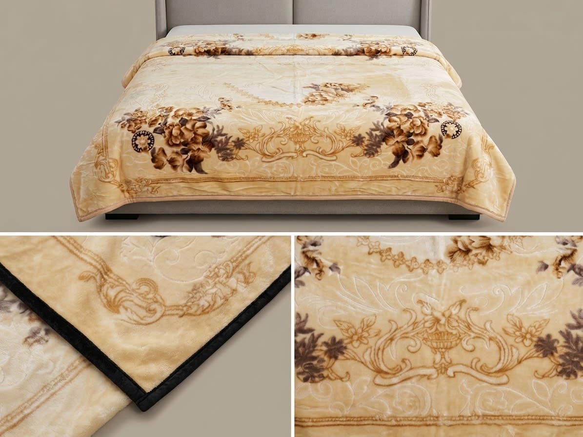 C-Blanket Cream Peach Floral