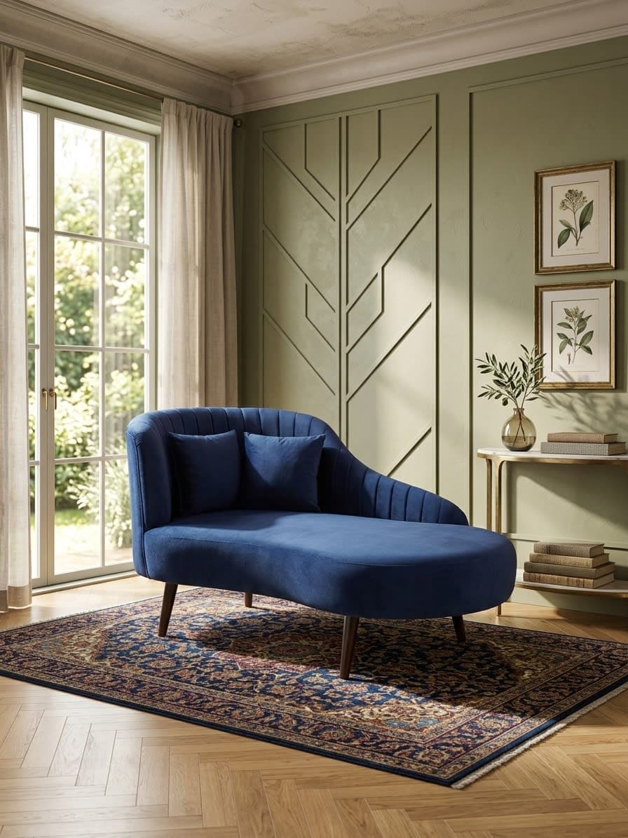 Dewan 3 Seater – Navy Channel-Tuft