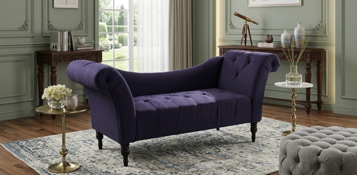 Dewan 3 Seater – Aubergine Tufted Bench