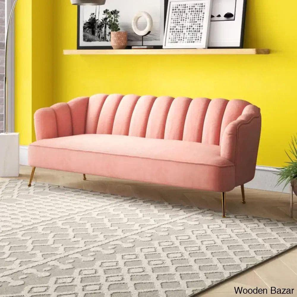 Dewan 3 Seater – Blush Pink Channel-Tuft