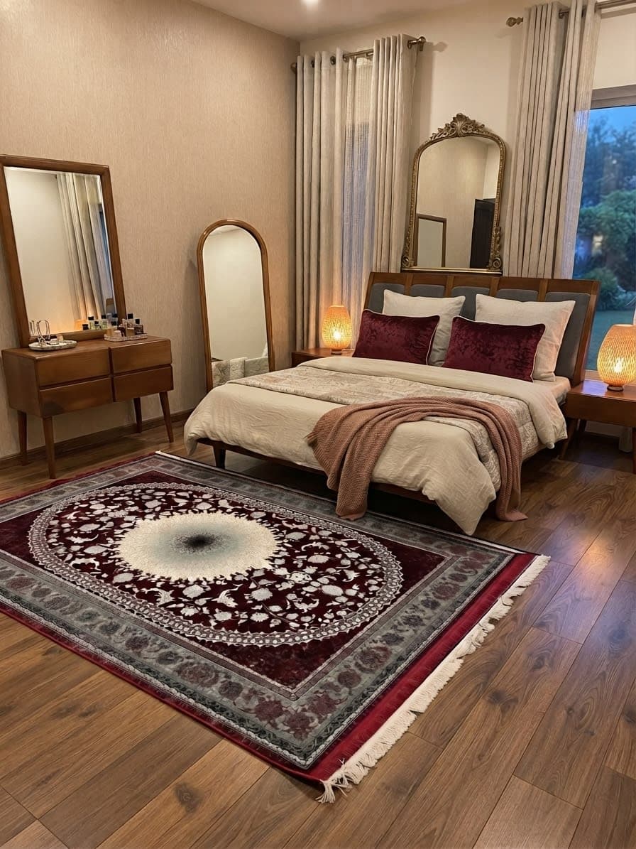 Walnut Grey-Panel Bed Set