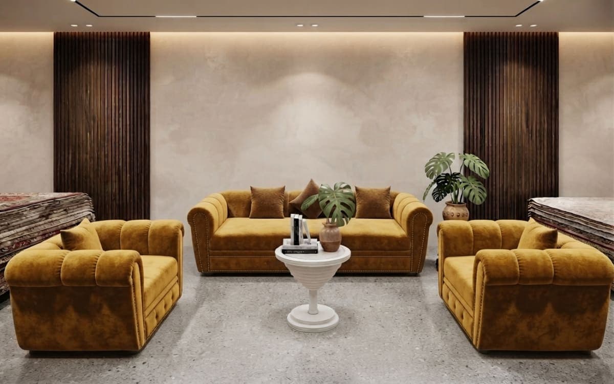 Chesterfield Low Back Sofa Set