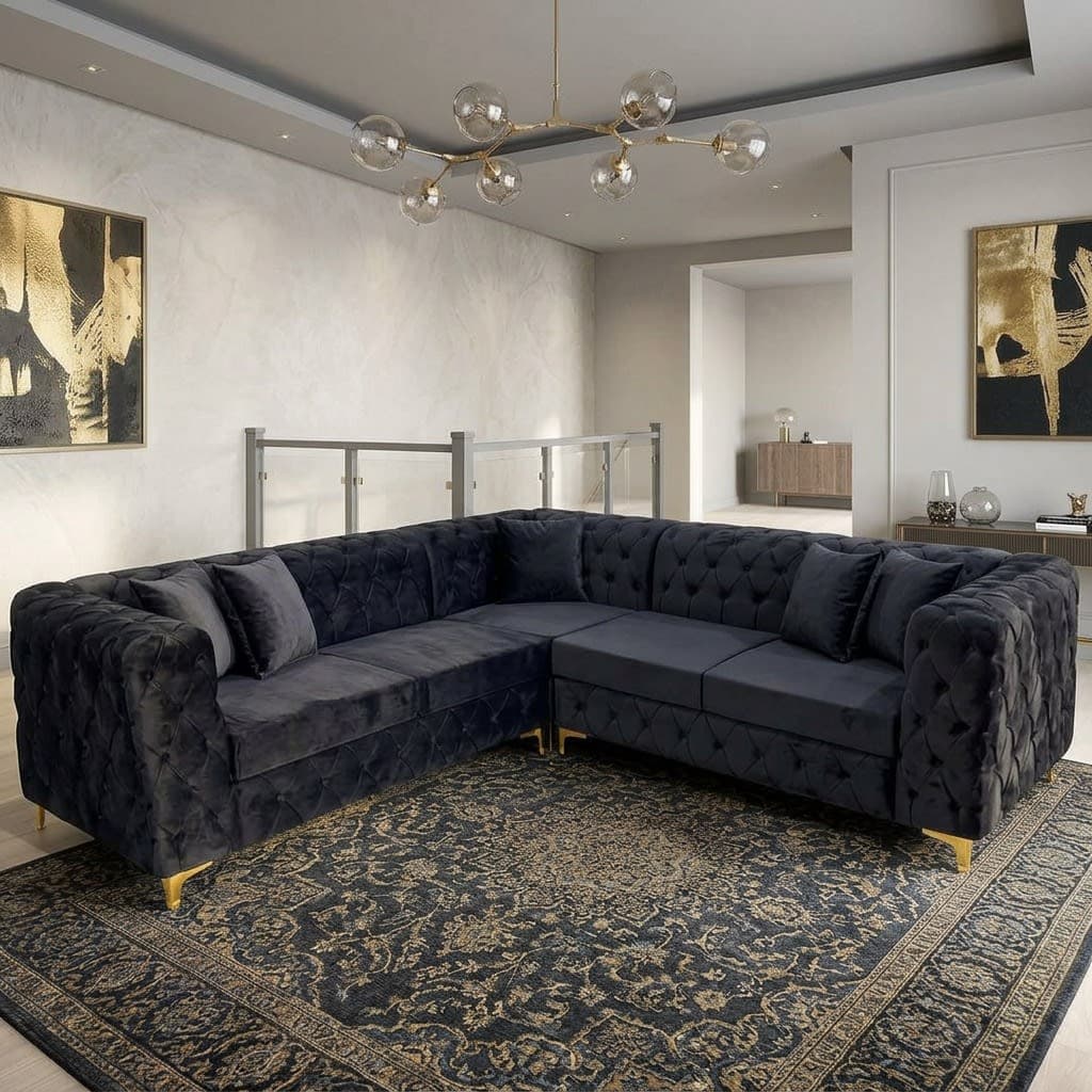 Onyx Chesterfield L-Shape Sofa