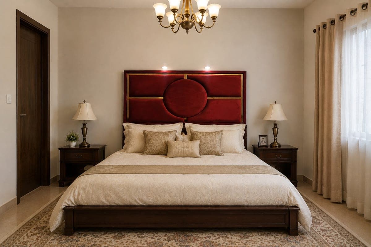 King Bed — Medallion Maroon