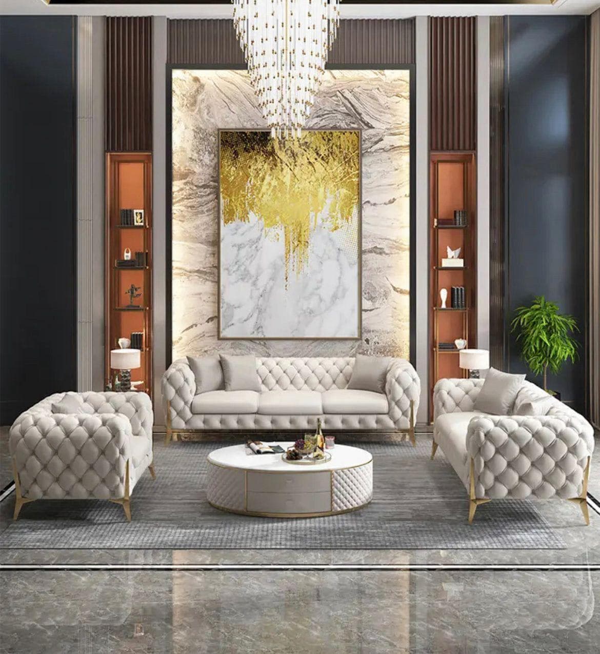 Imperial Ivory Gold Sofa Set