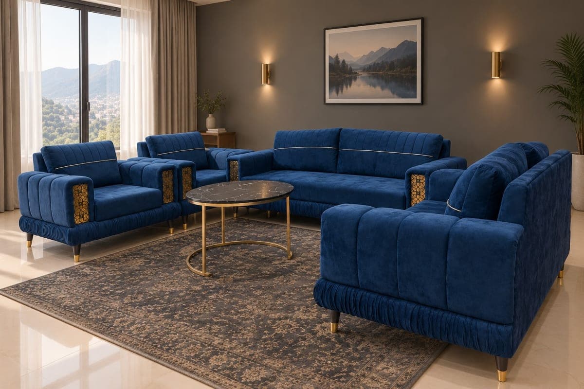 Midnight Velvet Sofa Set