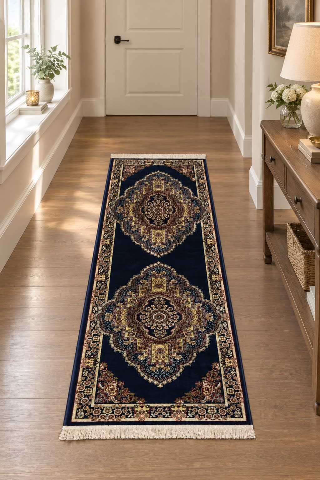 Indigo Twin Medallion Garnet Runner