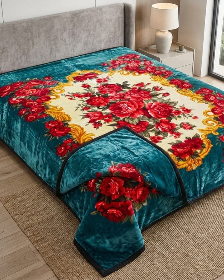 C-Blanket Teal Rose Garden