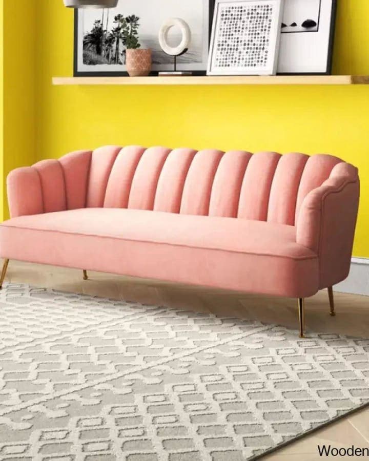 Dewan 3 Seater – Blush Pink Channel-Tuft