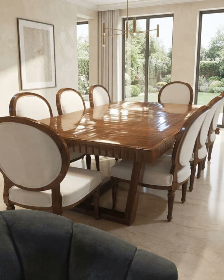 Louis Medallion Dining Set – Cream