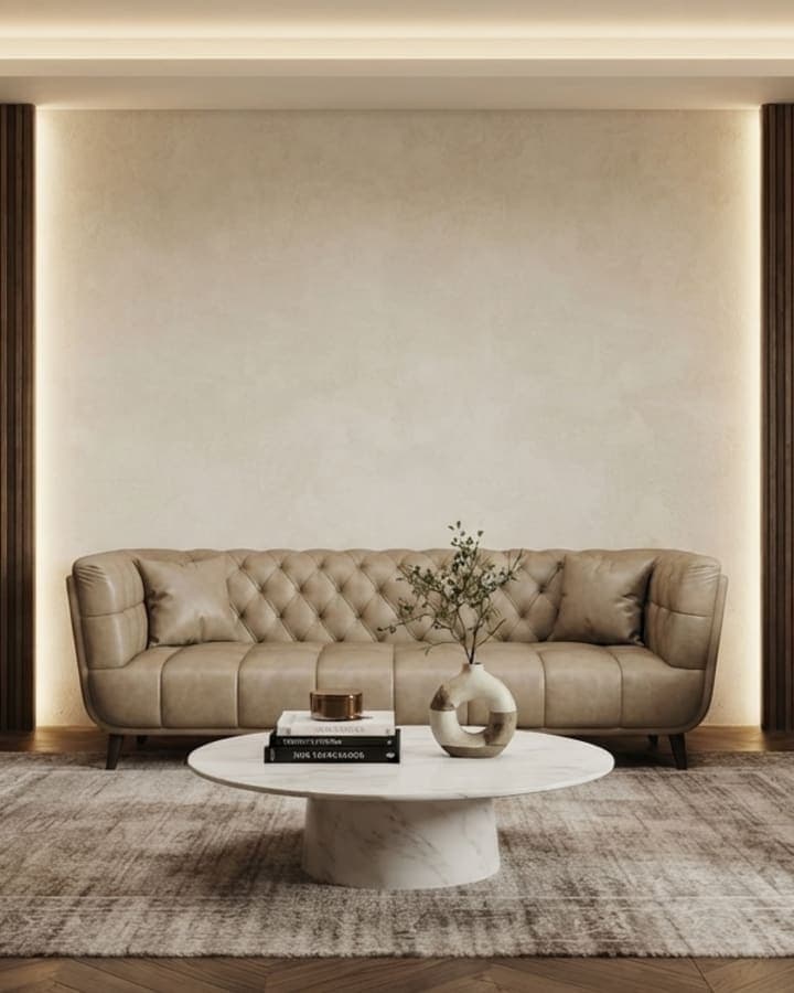 Khaki Box-Tufted Sofa Set