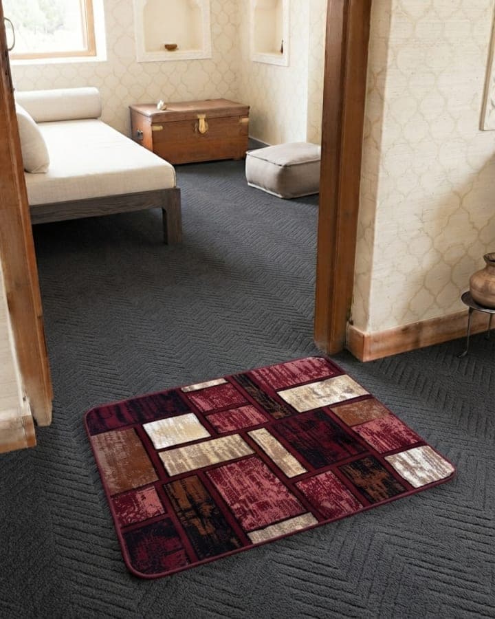 Wood-Tone Color Block Atom Mat